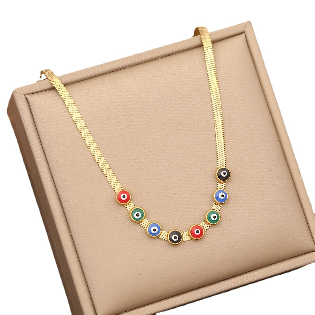 Wholesale Oil Drip Eye Clavicle Copper Necklaces